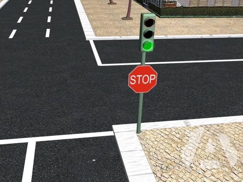 En una intersección hay un semáforo en verde y una señal de stop. ¿A cuál se…